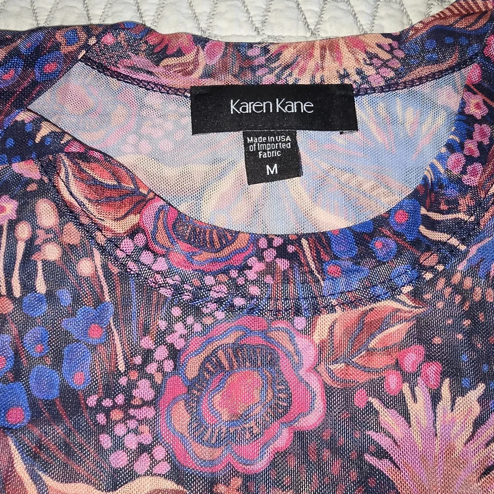 Karen Kane Floral Long Sleeve Women's Top Sheer Sz M - Picture 4 of 5